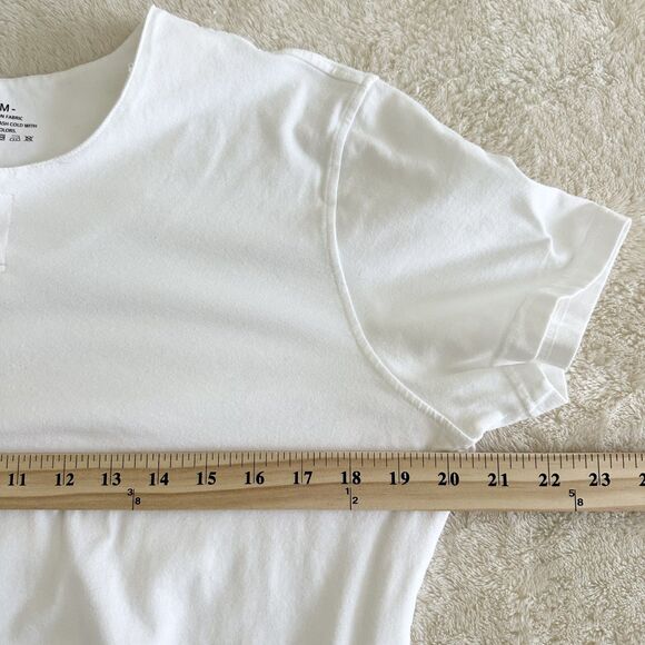 No Brand T-Shirt Women's Size M White Henley One-Button Placket Normcore - Picture 5 of 6
